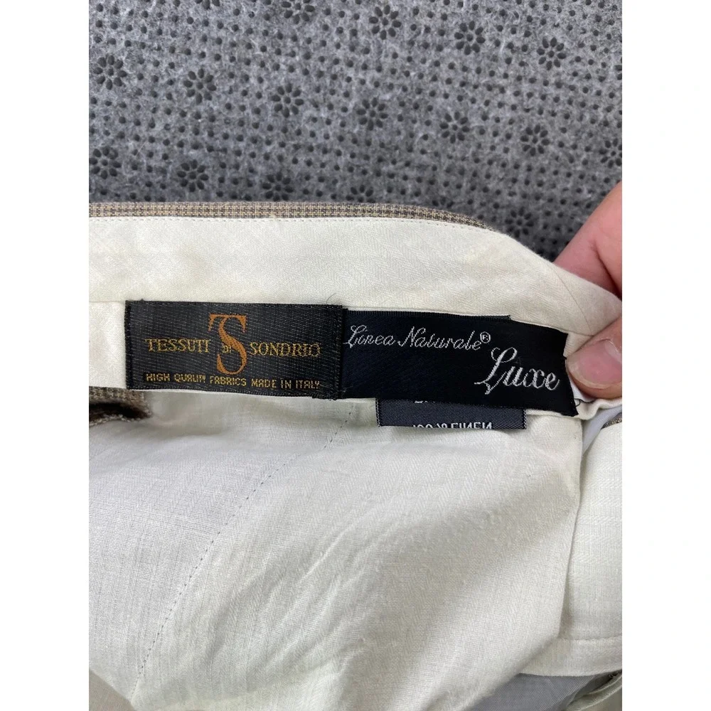 Linea Naturale Luxe Tessuti di Sondrio 100% Linen Pants Italy Tan Brown W38xL34
